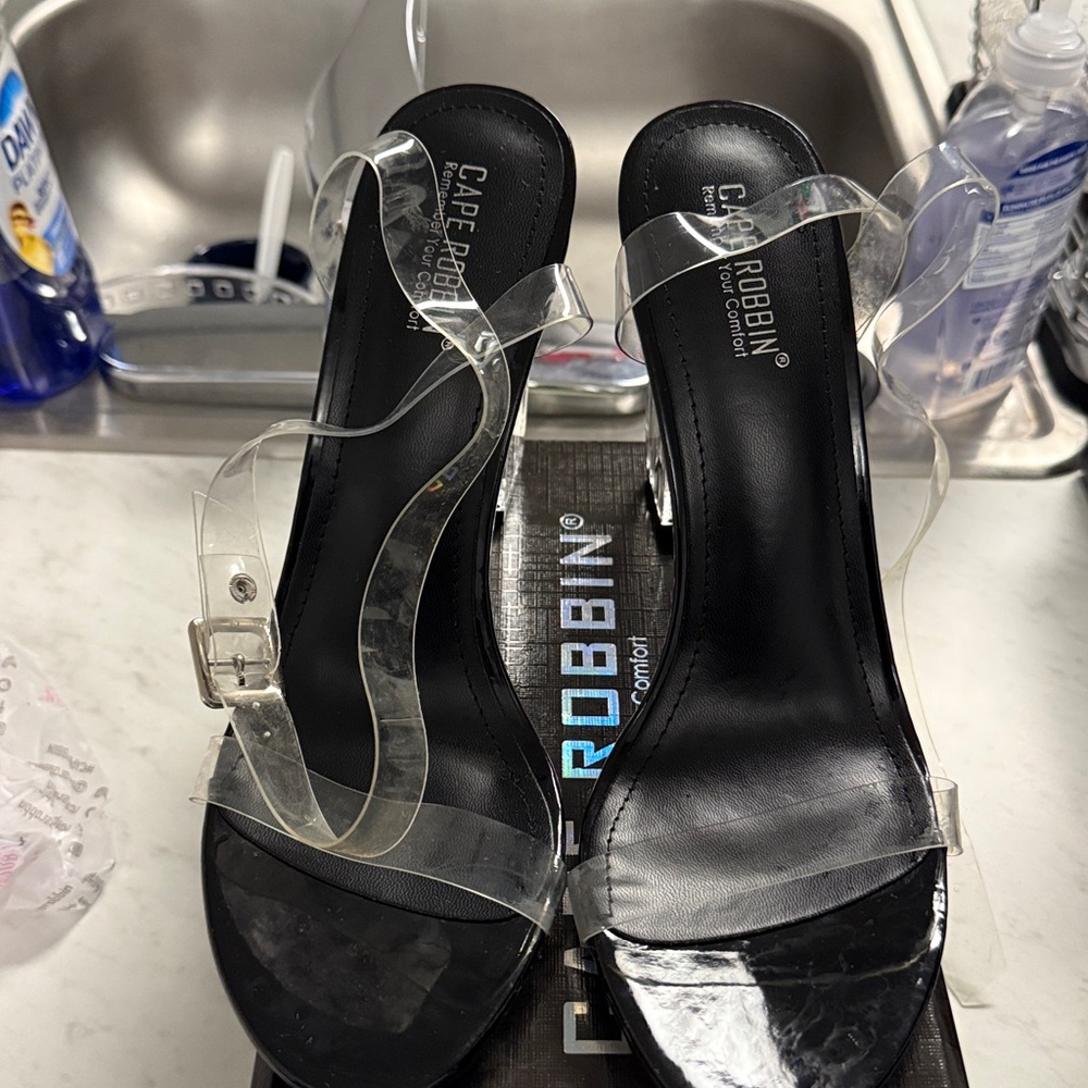 Cape Robbin Black and Transparent Heels
